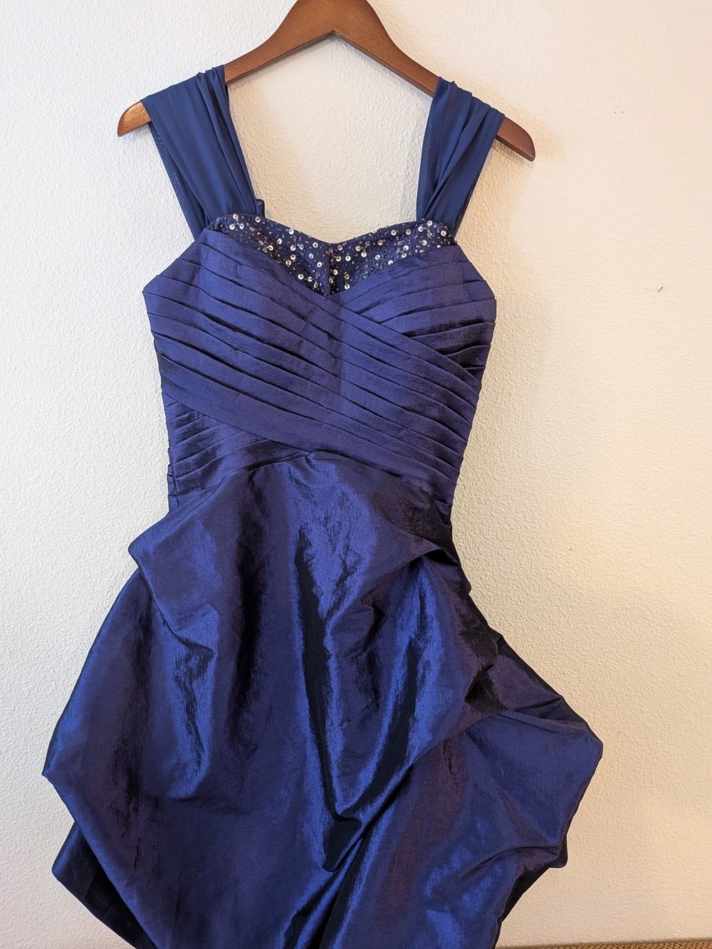 Navy Blue Beaded Cocktail Dress Formal (Originally Strapless)